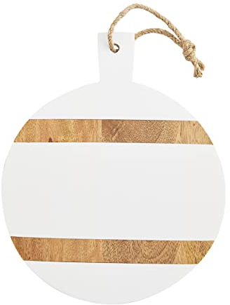 Mud Pie Dessous de Plat en Bois, Blanc, 27,9 x 22,9 cm