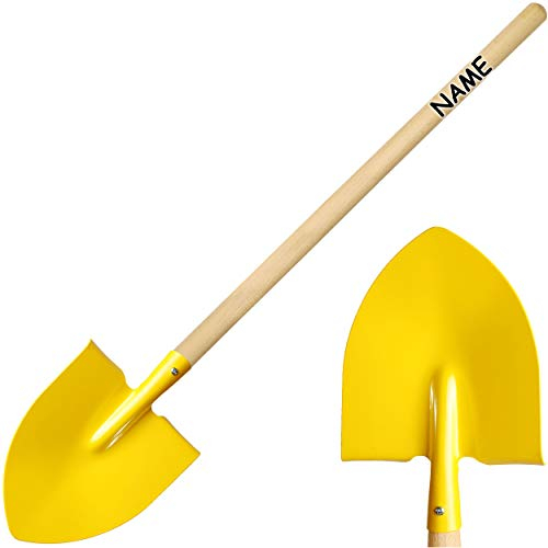 alles-meine.de GmbH Kinder - Spatenschaufel/Spaten/Schaufel - aus Holz & Metall - GELB - inkl. Name - 80 cm lang - stabile Gartengeräte/Gartenset - Kinderschaufel - Schippe..