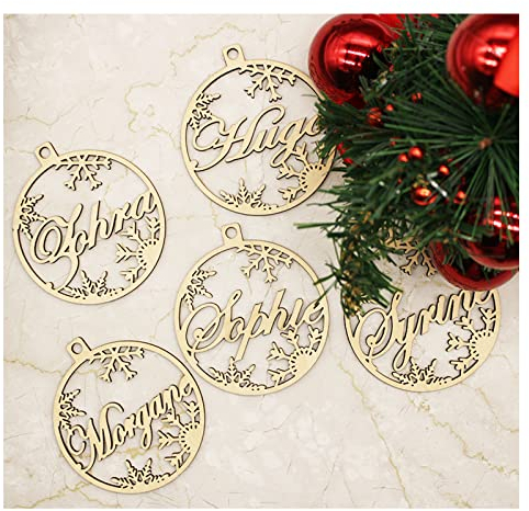 Personalisierter Name Ihres Hundes, personalisierte Weihnachtskugel-Geschenkanhänger, individuelle Weihnachtskatzen-Ornament, Holzornament, Kugel mit Namen, personalisiertes Geschenk zum Aufhängen (B,