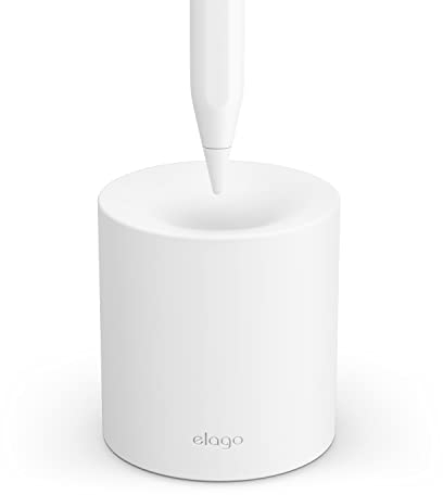 elago Silikonständer Kompatibel mit Apple Pencil Pro, Apple Pencil (1st & 2nd Gen) und Apple Pencil (USB-C) und jedem Tablet-Stylus mit oder ohne Bleistifttasche oder -hülse, Schutz der Spitze (Weiß)