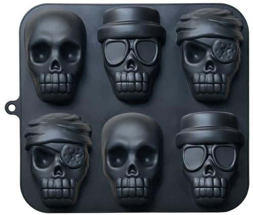 JETKONG Totenkopf-Kuchenform aus Silikon, Piraten-Kuchenform, Backform (schwarz)