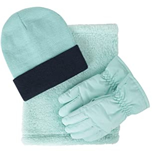 Mountain Warehouse Kids Ski Accessories Set - Warm & Cosy, Water-Resistant, Fleece Lining - Best for Tennis, Fishing, Running, Camping, Hiking & Outdoors Light Teal M