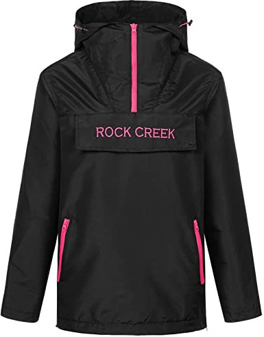 Rock Creek Übergangsjacke Damen Windbreaker mit Kapuze D-474 Schwarz XS
