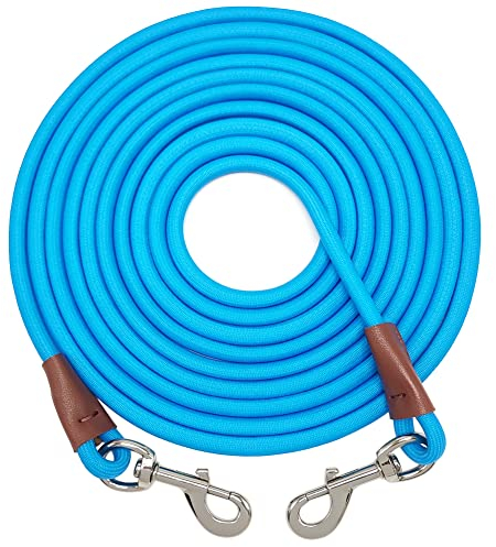 SEPXUFORE Hundeleine, zum Ausbinden, 2,4 / 3,8 / 15,2 / 20 / 30 m, robustes Nylon-Karo-Schnur für mittelgroße und große Hunde, zum Spielen, Camping, Hinterhof (0,9 x 4,6 m, blau)