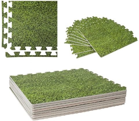 WERKA PRO Dalle pour Piscine imprimé Gazon 50x50cm 1cm épaisseur 8 pièces