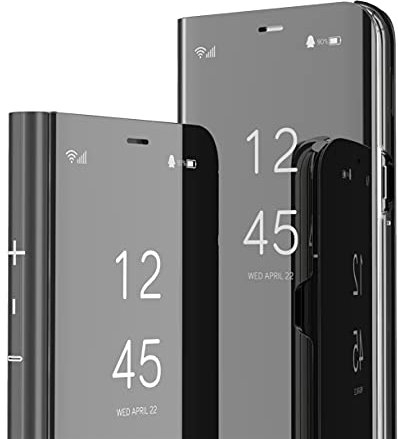 IMIRST Flip Case for Apple iPhone 14 Plus - Mirror Design Clear View Flip Bookstyle Luxury Protecter Shell With Kickstand Phone Case Cover for Apple iPhone 14 Plus. Flip Mirror: Black