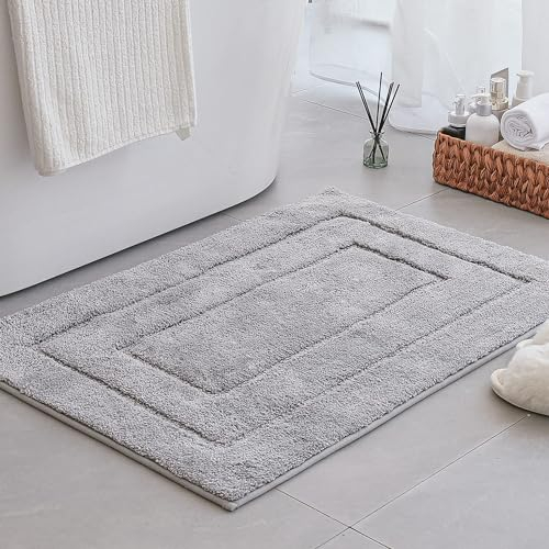 GRANNY SAYS Badezimmerteppich, Badematte rutschfest, Super Weicher Badteppich rutschfest Waschbar Absorbierend, Badvorleger für WC Teppich, Badezimmer, Dusche und Toilette - Grau, 60 × 90 cm