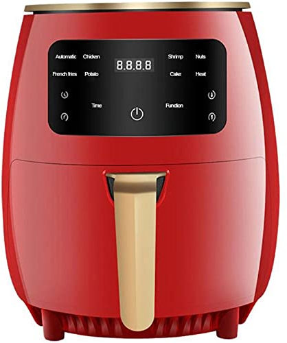 Multifunctional Digital Air Fryer Air Fryer 4.5 Qt Nonstick Stainless Steel Touch Screen Air Fryer with 8 Cooking Functions 1400W 360° Loop Air Fryer Quiet Fit for 4-5 People Black (Color : Red)