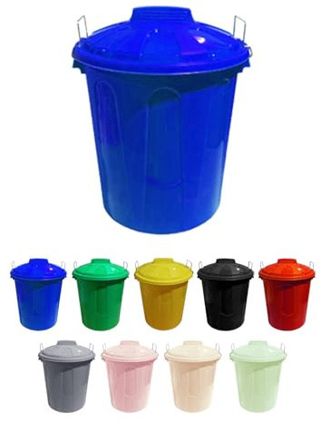 Jardin202 - Cubo Basura de plástico con Tapadera | Cubo almacenaje y reciclar (100 litros. Azul)