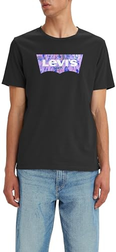 Levi's Men's Graphic Crewneck Tee T-Shirt, Watercolor Bw Fill Caviar, M