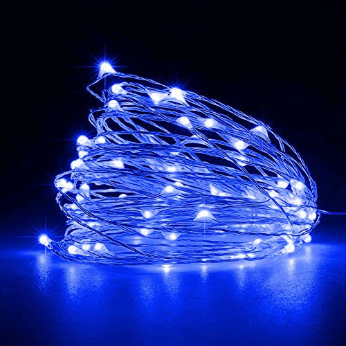Jsdoin Fairy Lights, 2 PCS 50 LED Battery Operated String Lights Copper Wire Light for Indoor Outdoor Lighting, Bedroom, Wedding Decor, Party, Christmas, Tree Decoration(5M/16ft,Blue)