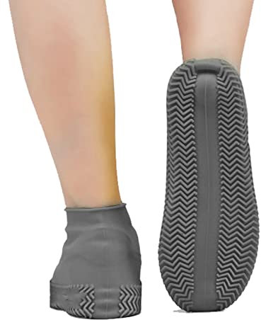 SUNGOOYUE 1 par de Cubiertas Impermeables de Silicona para Zapatos, Cubiertas para Zapatos Reutilizables para Exteriores a Prueba de Lluvia para Hombres y Mujeres (Gris)