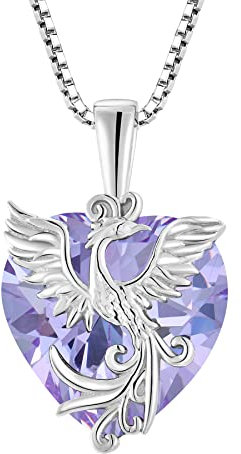 Starnny Damen Kette Silber 925 Phönix Anhänger Halskette 12mm 5A Cubic Zirkonia Juni Geburtsstein Alexandrit Schmuck für Damen