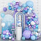 Blue Purple Balloon Arch Kit,Light Blue Purple White Balloons Garland with Silver Confetti Balloon,Metallic Balloons Decorations for Birthday Baby Shower Holiday Party Decor Supplies