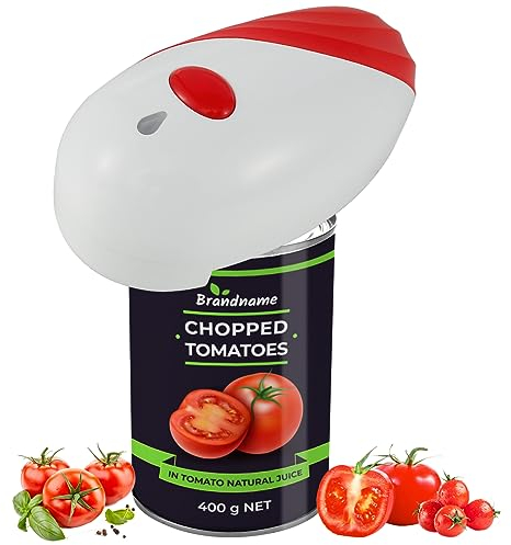 Ouvre-Bocal électrique, Ouvre Bocaux, Ouvre Boîte Electrique avec Fonction de Démarrage et D'arrêt, Bords Lisses, Ergonomique, Ouvre-Boîte électrique pour Personnes Souffrant D'arthrite, âgés (rouge)