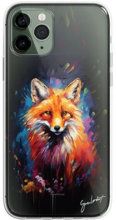 SmartGiftShop British birds Woodland Animals Case OIL Palette Knife Art CLEAR Phone Cover Case Exclusive Artwork for iPhone 13 Mini - Fox A