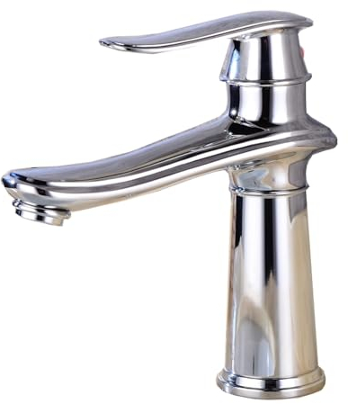 ZYCDP Wasserhahn Waschbecken Retro Badarmatur Kaltes und Heißes Einhandmischer Waschbecken Armaturen Bad Vintage, Chrom, Kurz