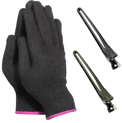 1 Paar Hitzebeständige Handschuhe Mit 2 Haarspangen, Hitzebeständige Handschuhe, Professionelle Bügelhandschuhe, Hitzebeständige Handschuhe Für Haarstyling, Haarstyling-Werkzeuge, Schwarz