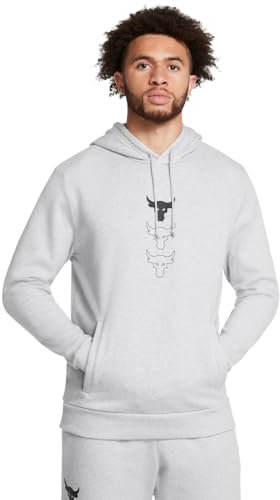 Under Armour Sweat à capuche en polaire Project Rock Rival pour homme, (011) Mod Gray Medium Heather / Noir, Small