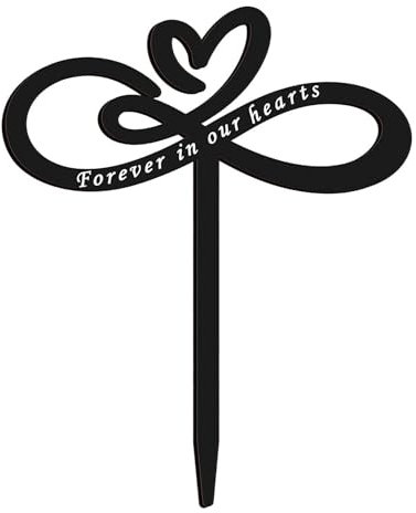 Pesoncarl Grave Decorations For Cemetery, Memorial Grave Markers Metal Garden Stakes Decorative Sympathy Grave Plaque Stake Cemetery Decorations-Forever in Our Hearts