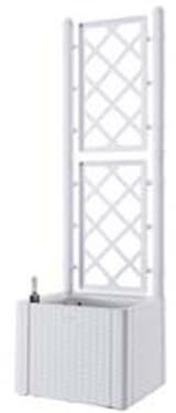 1PEZZO FIORIERA NATURAL DELUXE BIANCA QUADRA CON SPALLIERA - cm.43x43x142h. lt.35