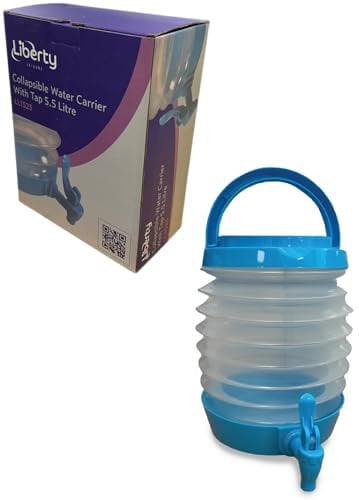 Liberty Leisure Collapsible Water Carrier With Tap 5.5L - Portable Camping Water Dispenser, Festival Essentials, Water Container with Tap, Survival Kits, Campervan Accessories UK