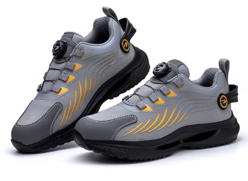 Qzeanxy Sicherheitsschuhe Herren Leicht Arbeitsschuhe Damen Atmungsaktiv mit Stahlkappe Schnellverschluss Sportlich Stahlkappenschuhe rutschfest Atmungsaktiv 36-48 EU