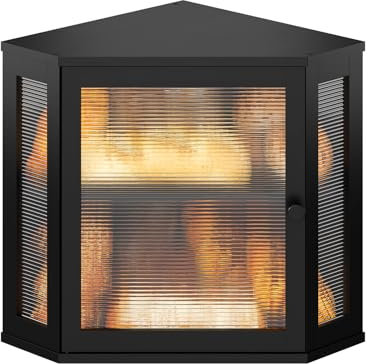 Wieghda Corner Bread box for Kitchen Countertop,Farmhouse Acrylic Wavy Door Panel Food Storage Large White Bread box Container