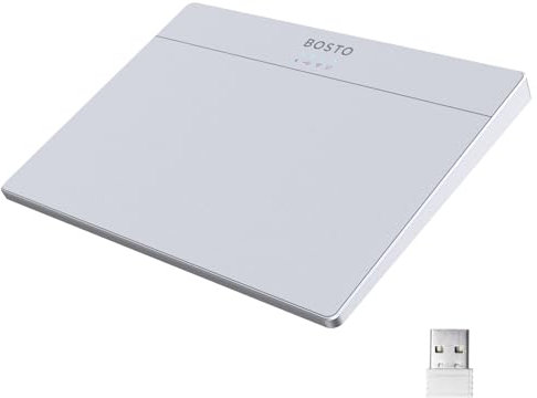 Bisofice T02 Wireless Trackpad for Windows & Mac, Recargeable Wired/Wireless Touchpad, Bluetooth Trackpad with Multi-Touch Gestures for PC/Laptop/Desktop/Notebook, Silver