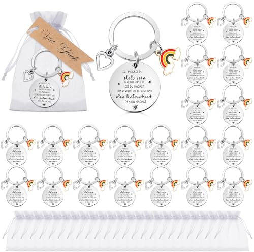 Jadive Dankeschön Geschenk Set 24 Stück Inspirierenden Schlüsselanhänger mit Geschenkanhänger und Organzabeutel Abschiedsgeschenk für Kollegen Mitarbeiter bei Jobwechsel Kündigung Pensionierung