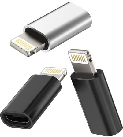 Adaptador Lightning a Micro USB (3 Pack) para iPad Air para Apple para iPhone 14 13 Pro Micro USB Hembra Conector Cable Lightning Macho Cables Jack Enchufe Convertidor Mc-to-L