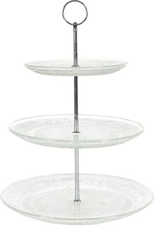 HOME DECO FACTORY, KP0025 - Molde de Cristal de 3 Niveles, Elegante Servicio de Mesa, práctico Expositor para Dulces y Aperitivos, fácil de Montar, Transparente, 25/20/15 cm, 3 Niveles