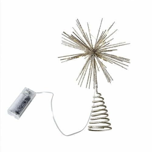 Loberon LED-Weihnachtsbaumspitze Quérillane, 20 Warmweiße LEDs, Batteriebetrieben, Christbaumspitze, Weihnachtsdekoration, Weihnachten, Eisen, Kupfer, Gold