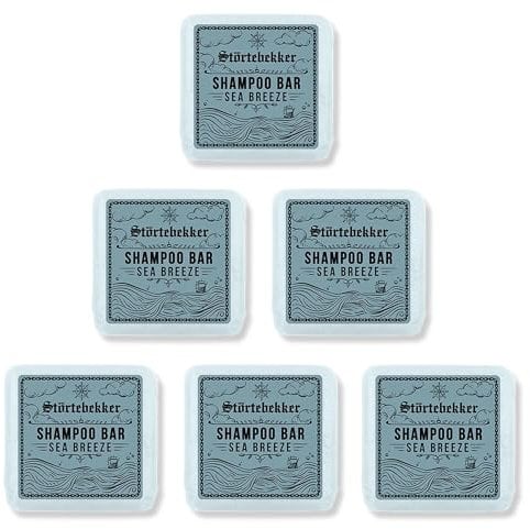 Störtebekker® Premium Shampoo Bar Sea Breeze (6x) - Festes Shampoo Herren & Damen - 3in1 Duschseife Männer für Haar, Gesicht, Körper - Feuchtigkeitsshampoo - vegan, handgefertigt - 6x100g