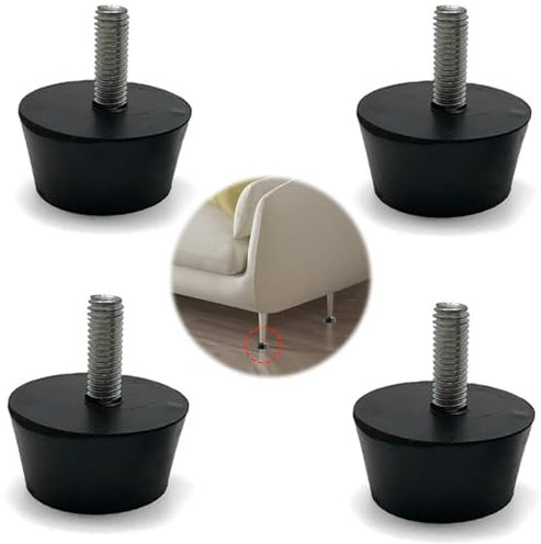 Eiflayn Pied Caoutchouc, 4 Pièces M6×30mm à Visser, Antidérapant et Résistant à l'Usure, Patin Réglable pour Tables, Chaises, Canapés, Armoires (M6)