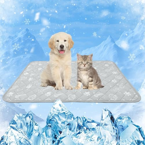 MH MYLUNE HOME Kühlmatte für Hunde Katze Thermochrome Hundekühlmatte Selbstkühlend rutschfest Wasserabsorbierend Tragbar Kühldecke für Hunde Hundedecke Kühlend Cooling Mat Dog- L 100 x 70 cm