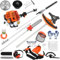 5 in 1 Petrol Garden Strimmer, 52cc 2-Stroke Petrol Hedge Trimmer Long Reach Chainsaw, Garden Multi Tool, Gas Brush Cutter String Trimmer with 3/40-tooth Blade, Outdoor Grass Trimmers for Lawn Yard