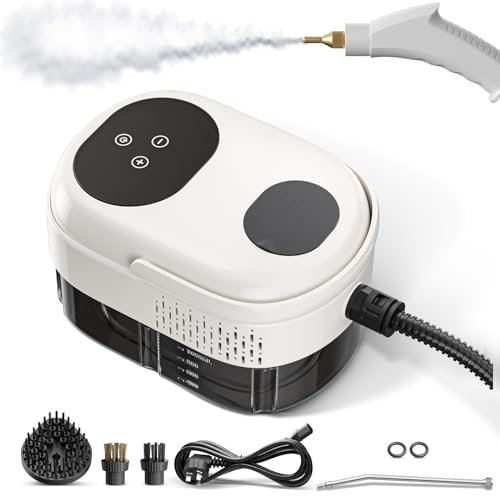 Ovshnrr Steam Cleaner 2500W, Handheld Steam Cleaner mit 3 Brush Heads for Kitchen,Handheld Portable Steam Cleaner for Home Use for Cleaning Upholstery, Bathroom, Grout and Tile, Car Detailing