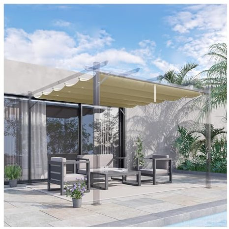 HBOOMOEM Wave Shade Cover,U Shape Wave Sail,Hdpe Roof Shade Cover,Uv Resistant Pergola Awning, Retractable Wave Canopy Pergola Cover,Suitable For Outdoor Gardens, Patios, Decks.(W:2.8m/9.18ft*L:7m/22.
