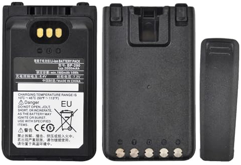Batteria agli ioni di litio 7.2V 2000mAh BP-290 per Icom IC-F52D IC-F62D IC-M85 Radio bidirezionali Batteria di ricambio con clip per cintura