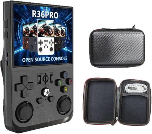 2025 Nuova console di gioco portatile R36 PRO - Lettore video arcade retrò con scheda TF da 64 GB, oltre 18000 giochi, schermo IPS da 3,5 pollici, doppi joystick, sistema Linux open source, console