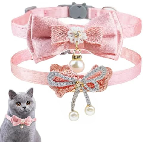 GXGM 2 Pièces Collier Anti Etranglement pour Chat, Collier Anti Étranglement Réglable, Convient à la Plupart des Chats Domestiques(Rose)