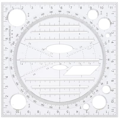 ELAYARD Multifunktionales Kunststoff Geo Lineal Zeichnungsvorlage mit Klarer Skala für Schüler Präzises Mathematik Zeicheninstrument zum Messen und Zeichnen