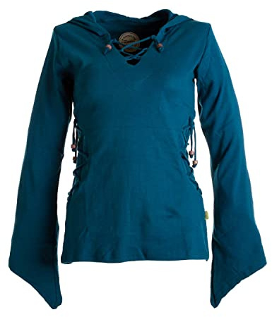 Vishes - Alternative Bekleidung - Elfenshirt mit Zipfelkapuze und Bändern zum Schnüren
