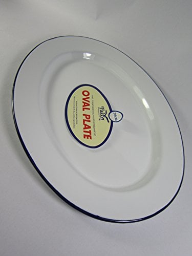 Falcon 1 x Enamel Oval Enamel Plate Platter Serving Dish 36cm