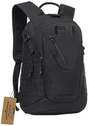 ArcEnCiel 15L Motorcycle Backpack Tactical Bag Rucksacks for Outdoor Camping Trekking with Patch(Black)