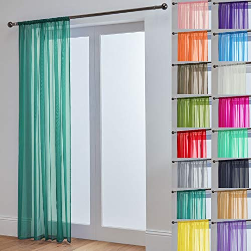 John Aird Lucy Voile Curtains - Rod Pocket Slot Top - Net Curtains - 1 Panel (Teal, 58 Wide x 118 Drop)