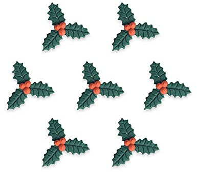 Anniversary House Christmas Holly Edible Cake Decorations, Handcrafted Cake Toppers, Edible Fondant Icing Sugar Cupcake Toppers, SFX171