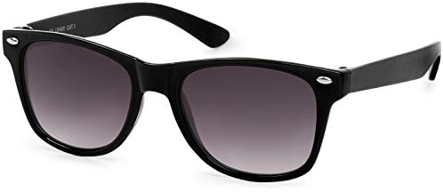 styleBREAKER Kinder Sonnenbrille Retro Nerd Design mit getönten Gläsern | UV400 Schutz | Kunststoffrahmen | für Kleinkinder 18 Monate bis 4 Jahre, Gestell Schwarz/Glas Grau Verlauf