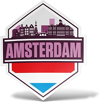 erreinge Aufkleber Amsterdam Holland-Andenken-Aufkleber PVC-Form Für Abziehbild Tapete Auto Moto Helm Camper Laptop - 10 cm